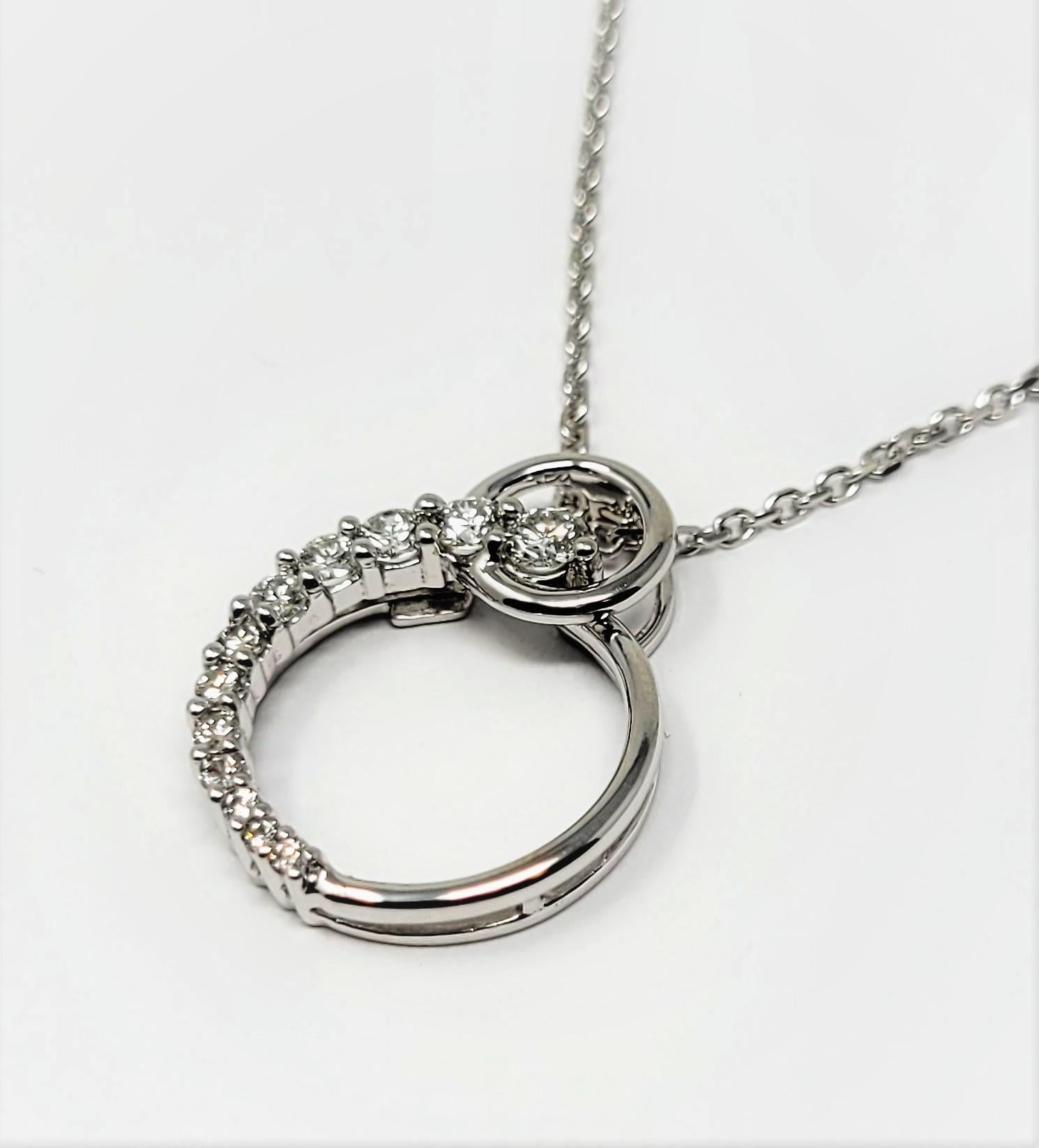 Modern Diamond Circle Pendant Necklace For Sale