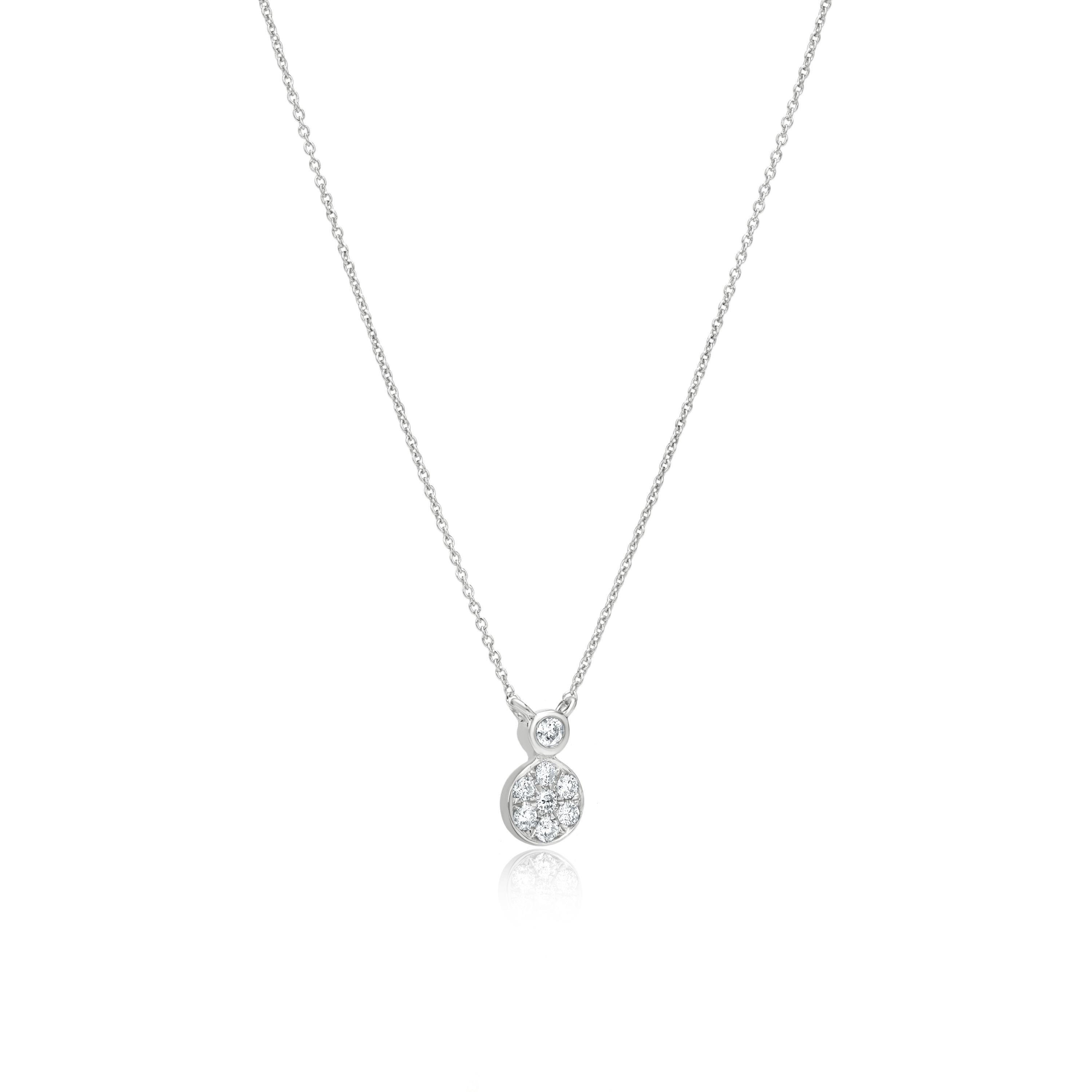 Round Cut Luxle Diamond Circle Pendant Necklace in 18k White Gold
