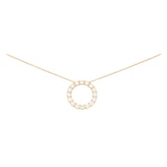 Diamond Circle Pendant Necklace Set in 18 Karat Yellow Gold