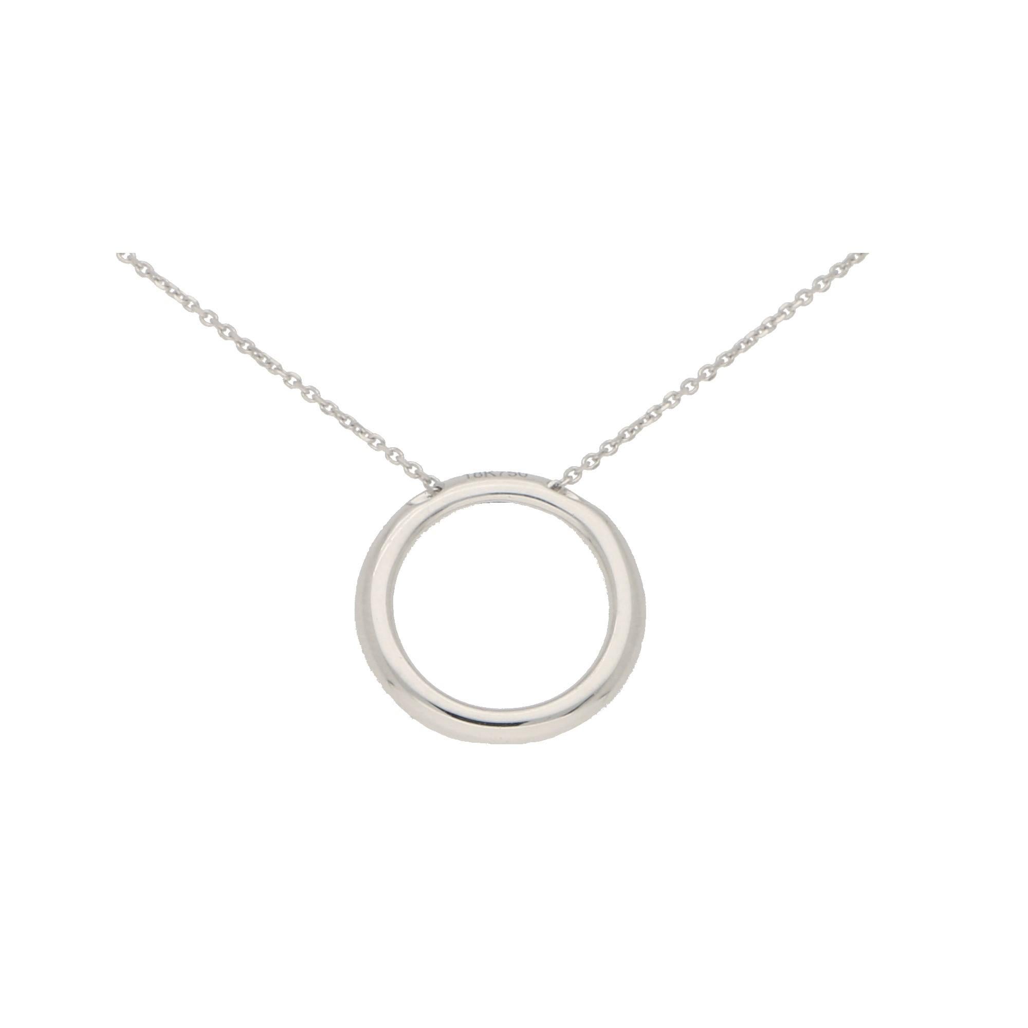 Round Cut Diamond Circle Pendant Set in 18 Karat White Gold