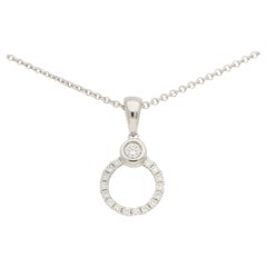 Diamant Kreis Verlobungsring Halskette aus 18 Karat Weißgold