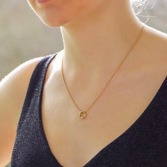 Diamond Circle Promise Ring Necklace in 18 Karat Yellow Gold
