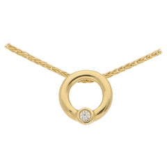 Diamond Circle Promise Ring Necklace in 18 Karat Yellow Gold