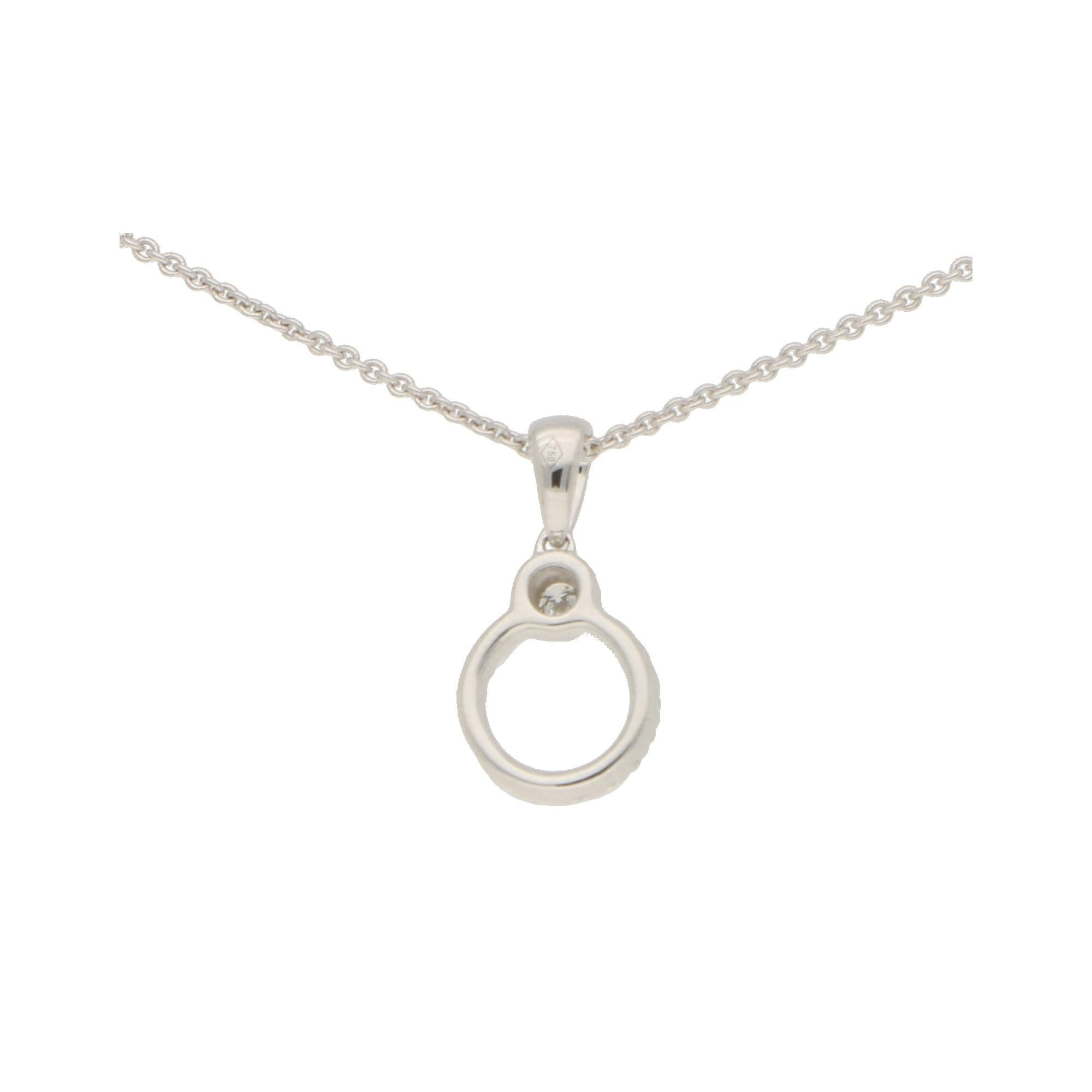 Collana con anello della promessa con diamante in oro bianco 18 carati In condizioni buone in vendita a London, GB