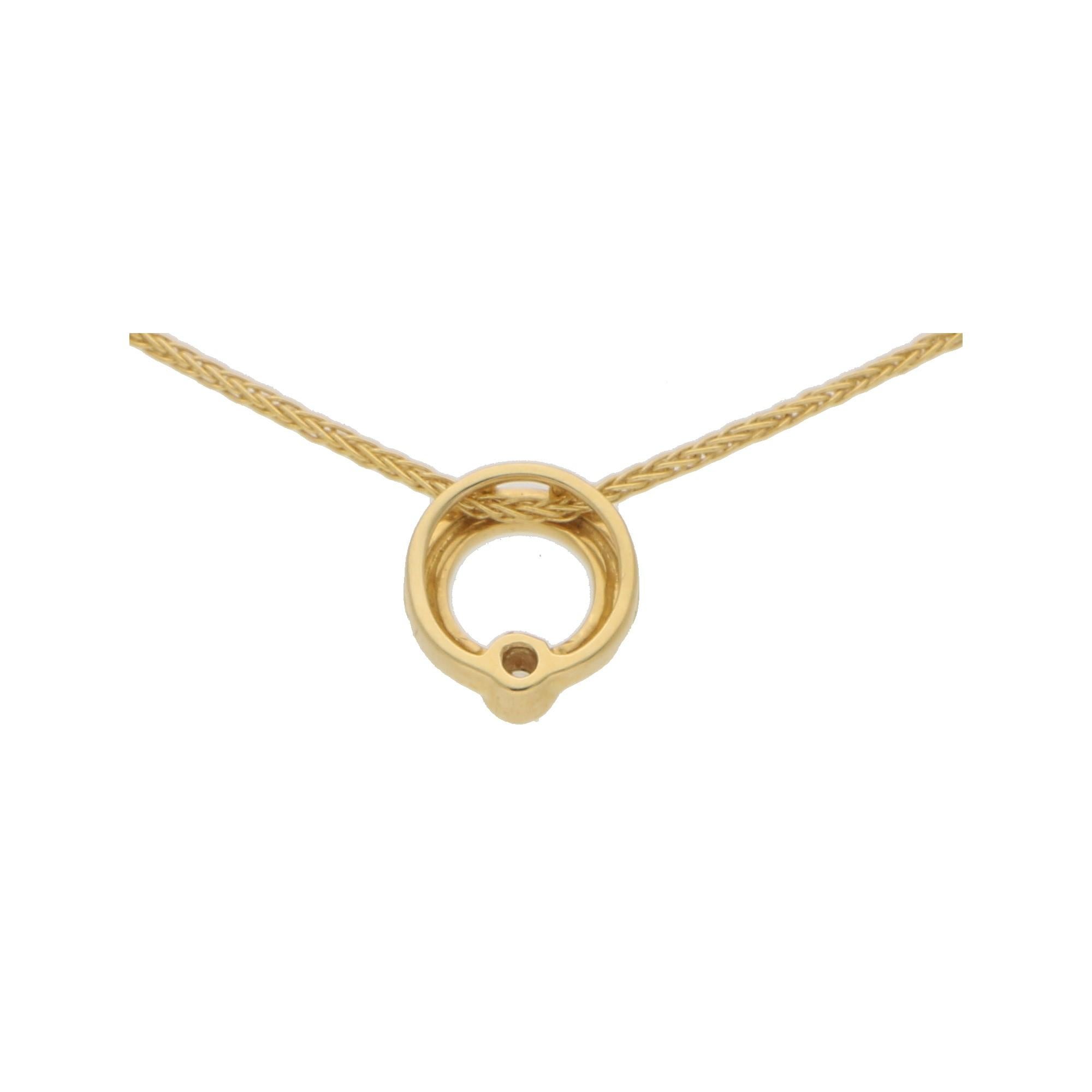 Modern Diamond Circle Promise Ring Necklace in 18 Karat Yellow Gold For Sale
