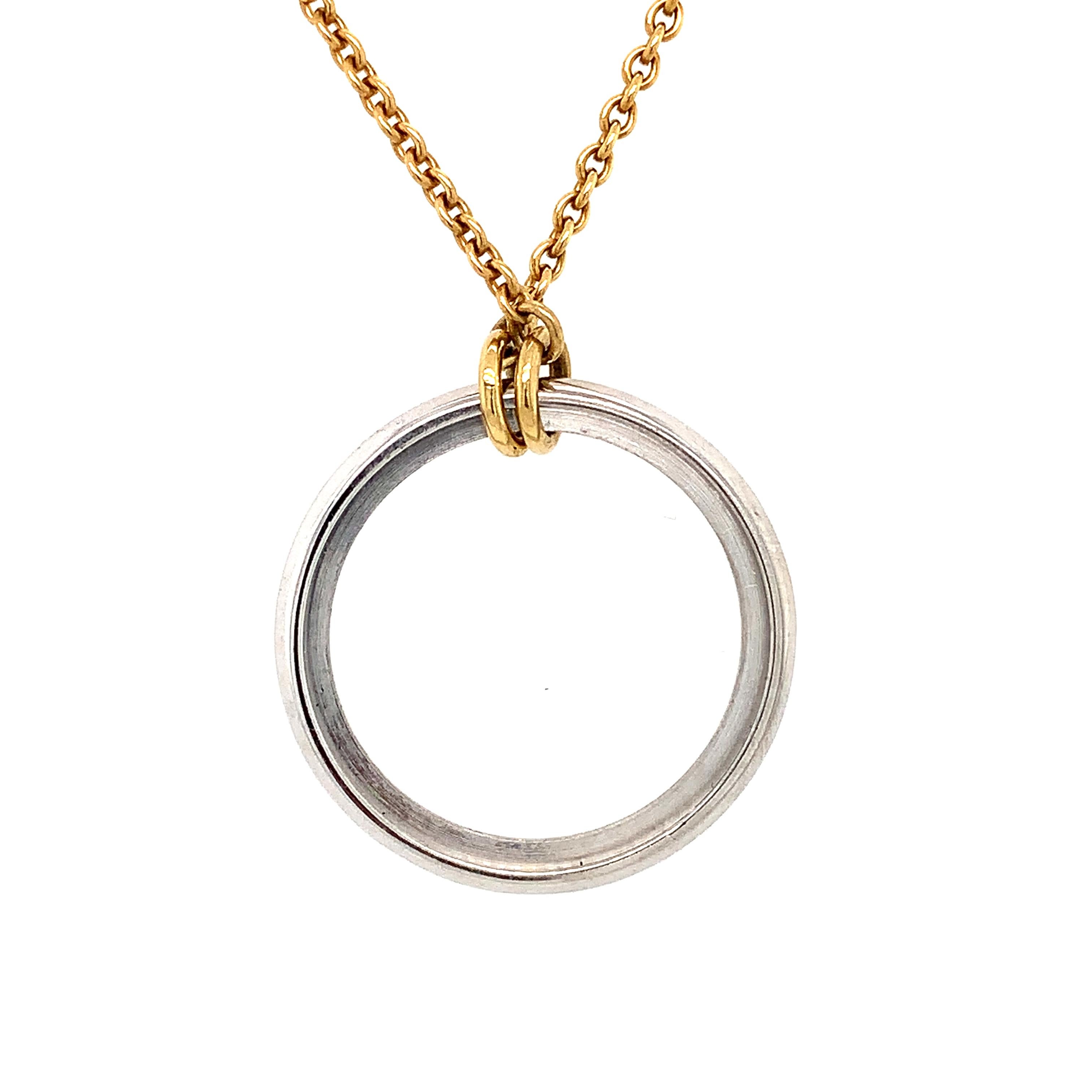 De las mujeres Collar colgante gota redonda círculo de diamantes oro amarillo 18k en venta