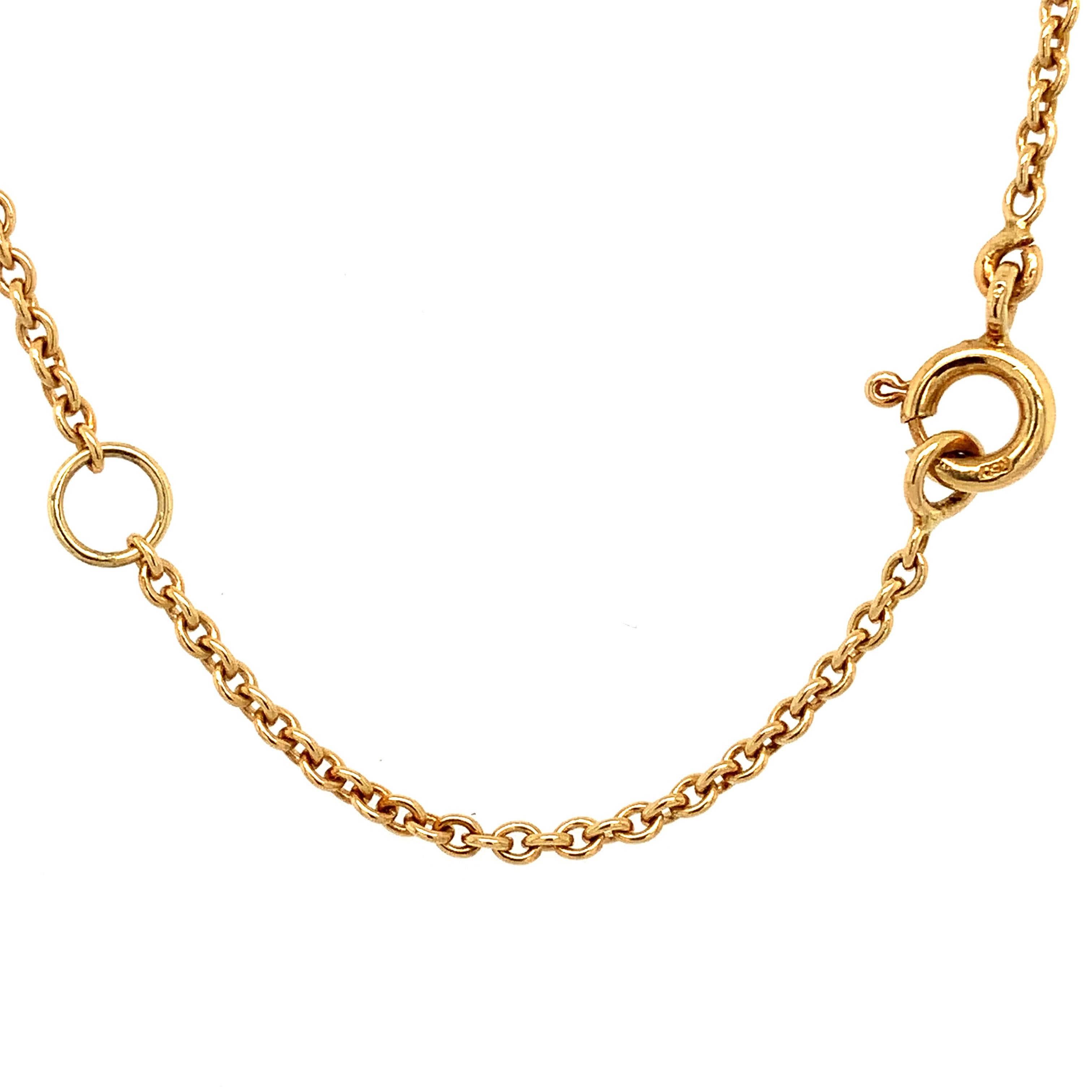 Collar colgante gota redonda círculo de diamantes oro amarillo 18k en venta 1