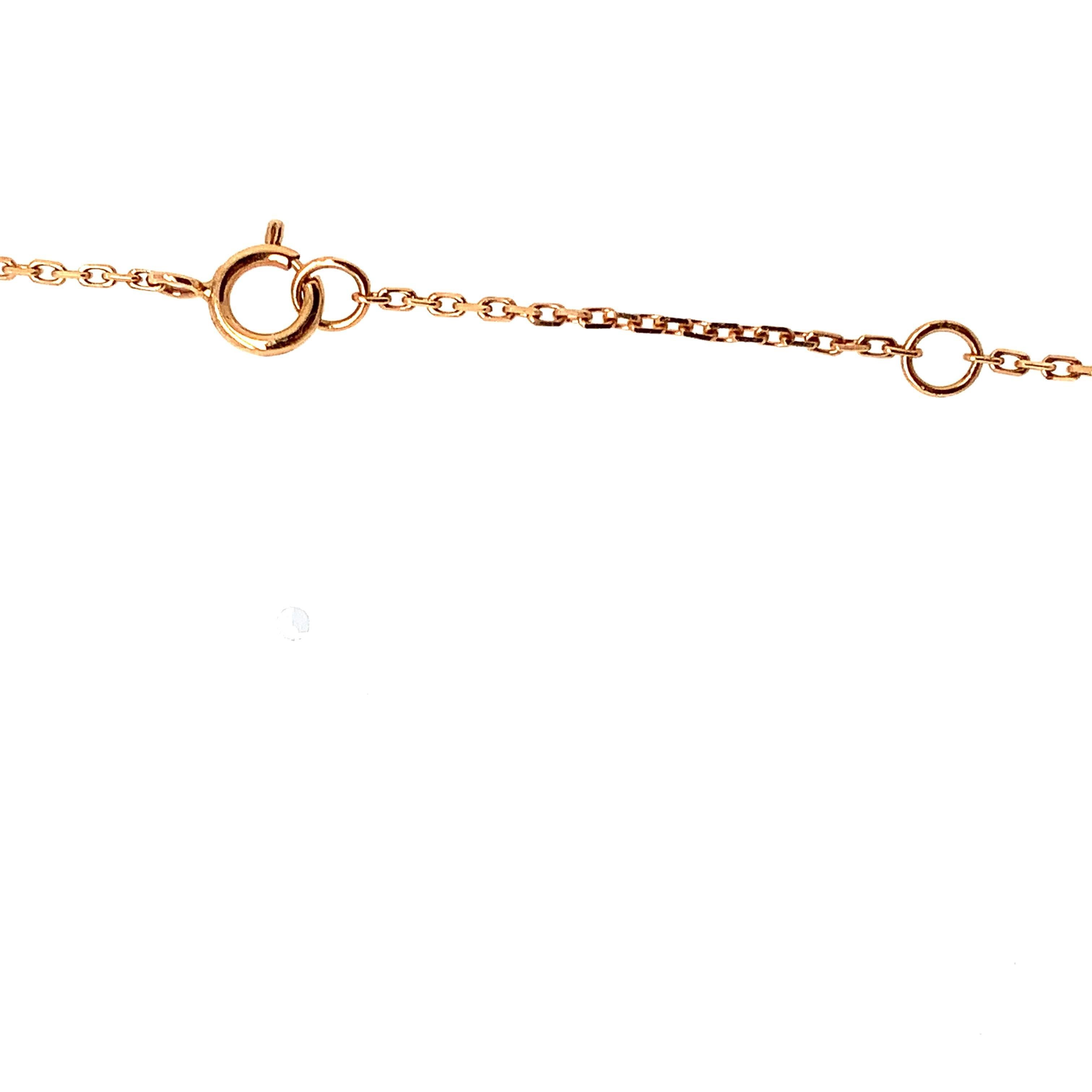 Collana con ciondolo a goccia con cerchio di diamanti in oro rosa 18 carati in vendita 1
