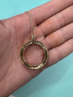 Diamond Circle Swirl Pendant Necklace 0.59 Carats G VS2 14 Karat Yellow Gold