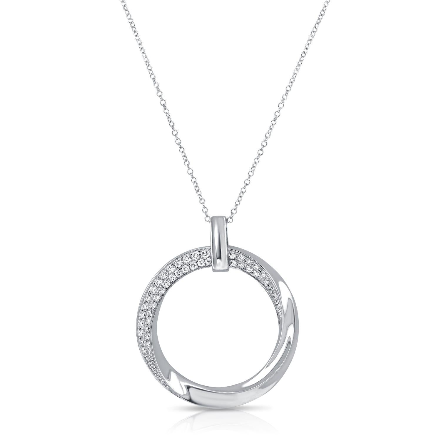 Collier pendentif tourbillonnant en or jaune 14 carats avec diamants 0,59 carat G VS2 Pour femmes en vente