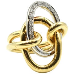 Diamond Circle Two-Tone 18 Karat Gold Ring