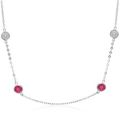 Diamond Discs Ruby Bezel Set White Gold Pendant Necklace Weighing Two Carat