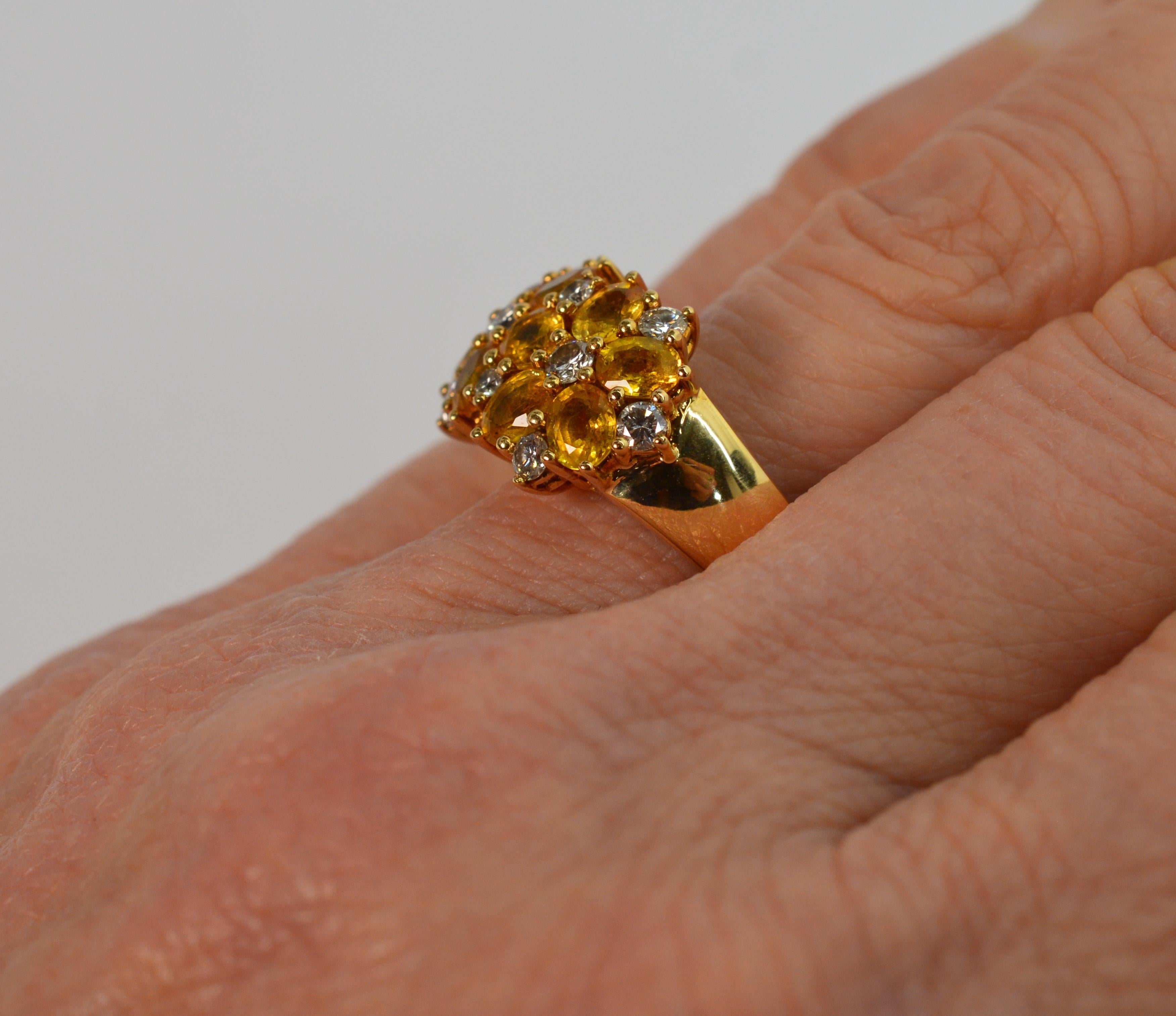 Women's Diamond Citrine Floral Cluster 18 Karat Yellow Gold Ring