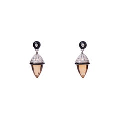 Diamond Citrine Pine Cone Earrings