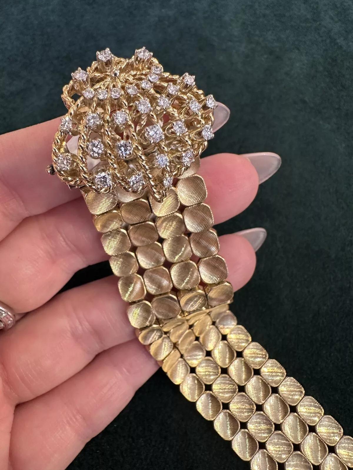 Bracelet ceinture Clam coquillage en or jaune 18 carats avec diamants en vente 5