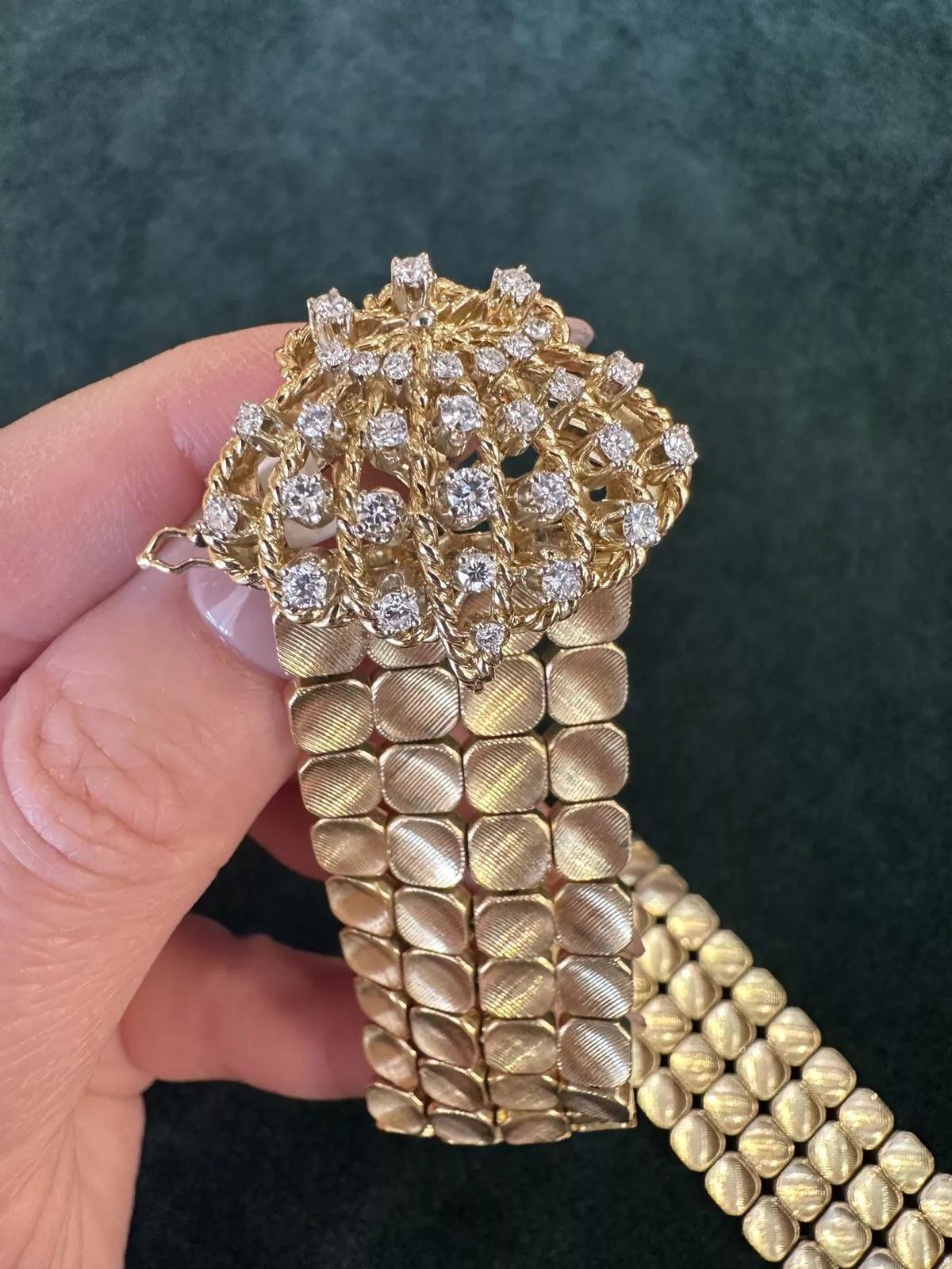 Bracelet ceinture Clam coquillage en or jaune 18 carats avec diamants en vente 7