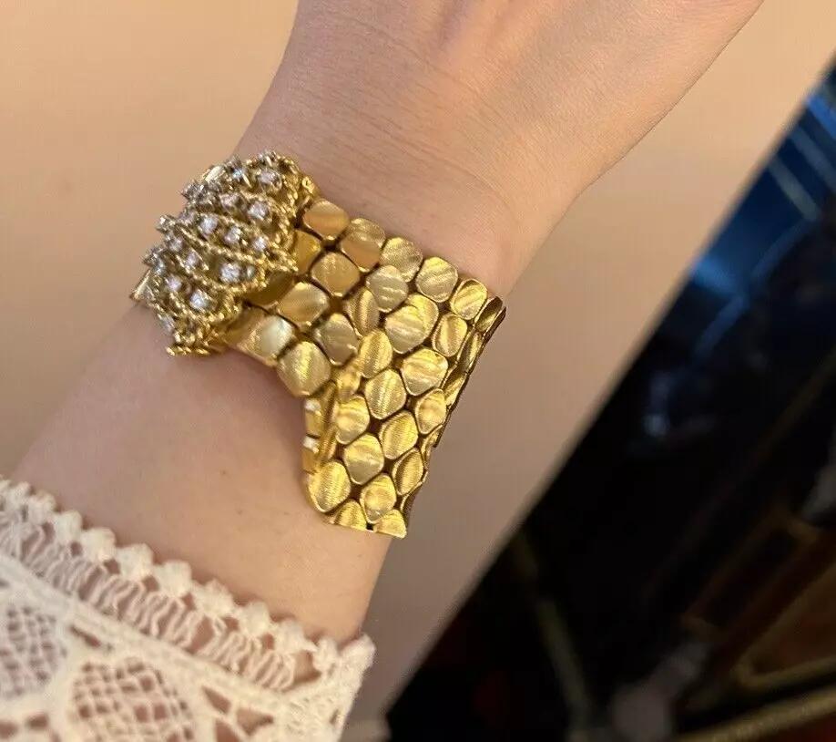 Bracelet ceinture Clam coquillage en or jaune 18 carats avec diamants en vente 2