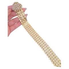 Diamond Clam Shell Tassel Belt Bracelet in 18k Yellow Gold