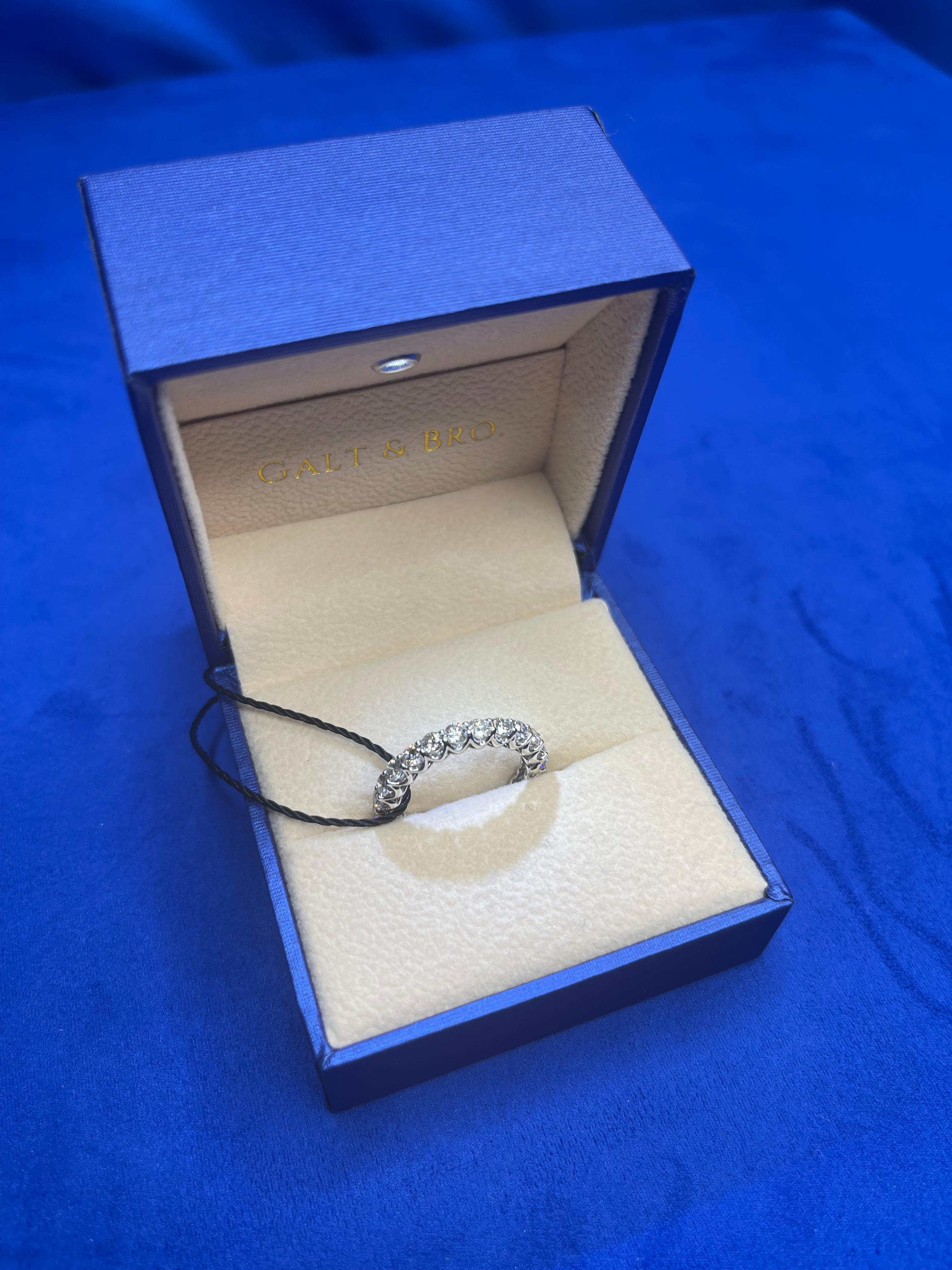 Brilliant Cut Diamond Classic Line Anniversary Wedding Eternity Band 14 Karat White Gold Ring For Sale