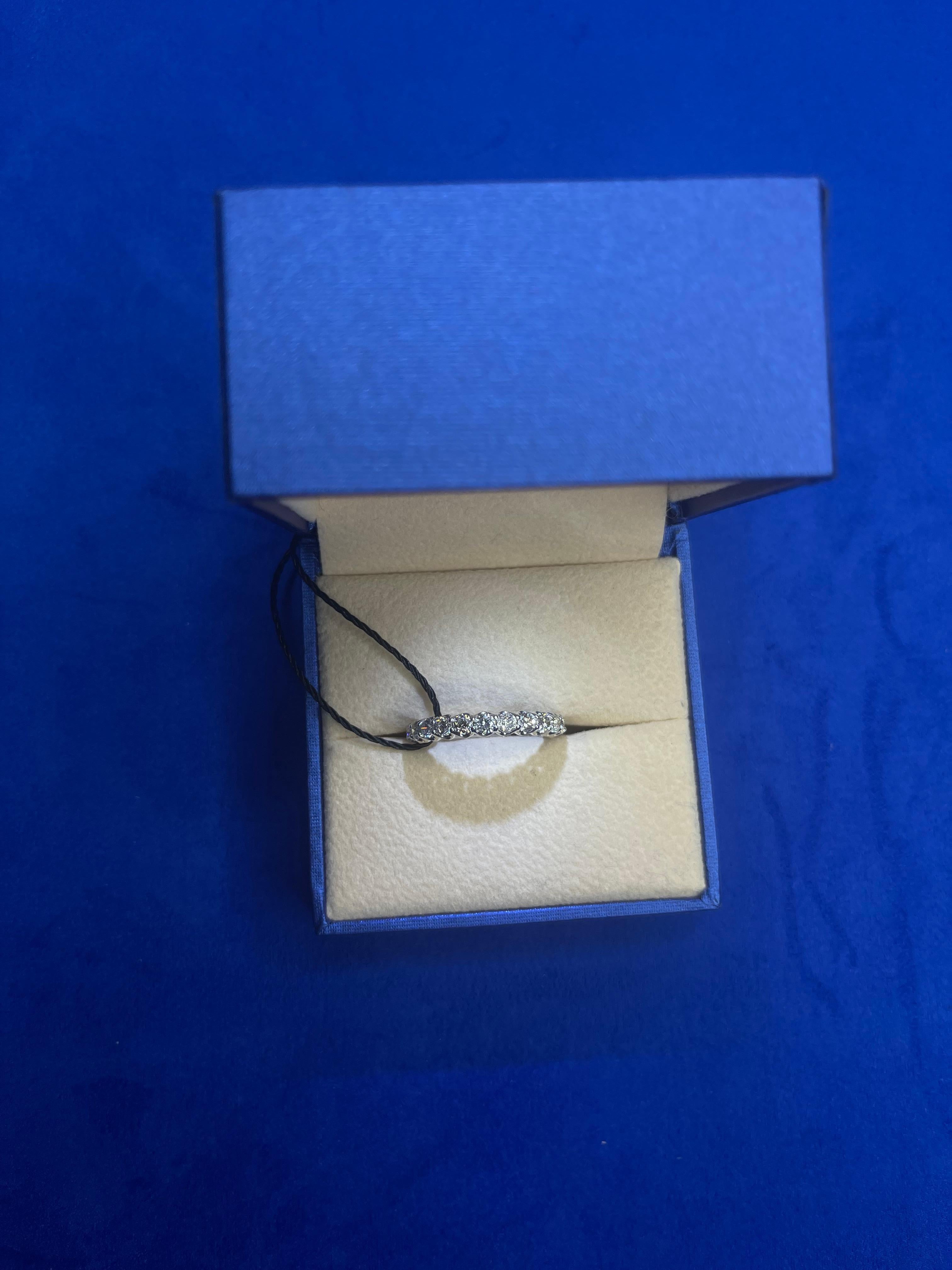 Diamond Classic Line Anniversary Wedding Eternity Band 14 Karat White Gold Ring In New Condition For Sale In Oakton, VA