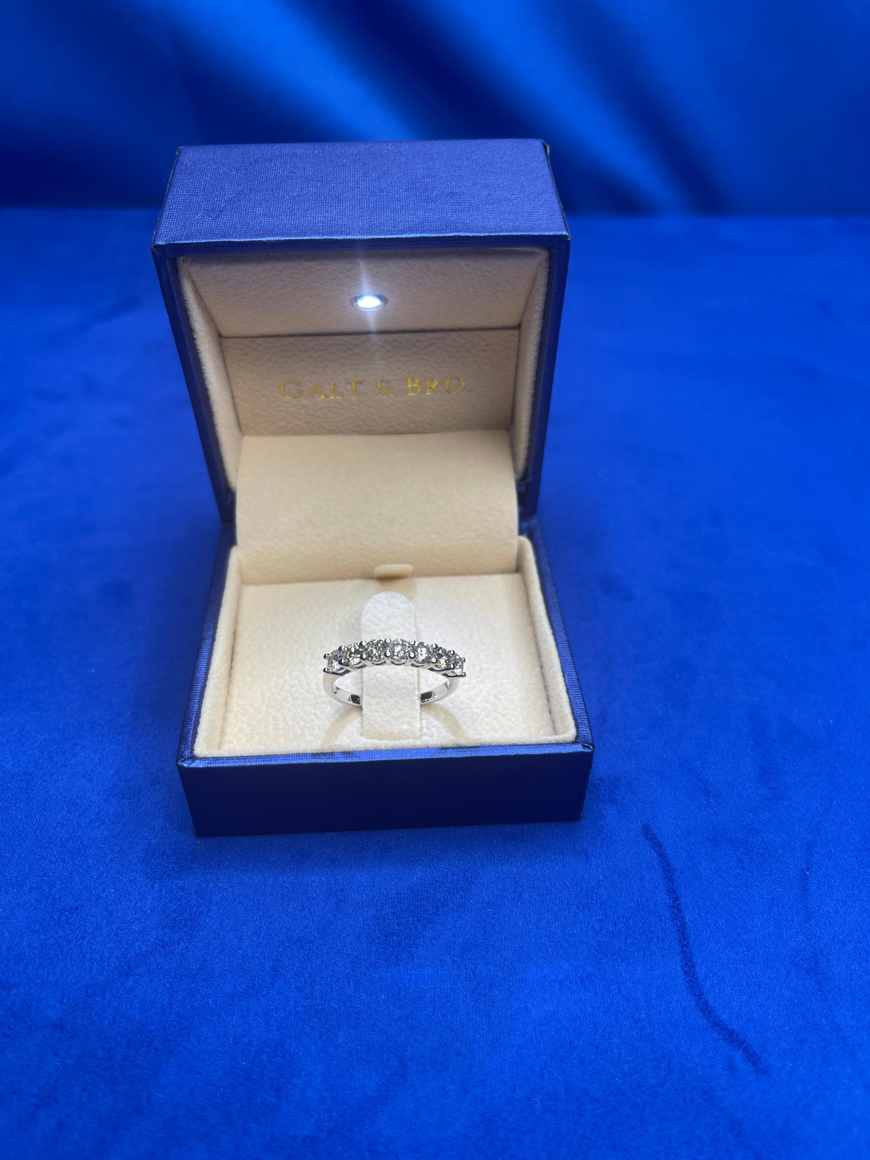 Modern Diamond Classic Stack Eternity Wedding Anniversary Band 14 Karat White Gold Ring For Sale