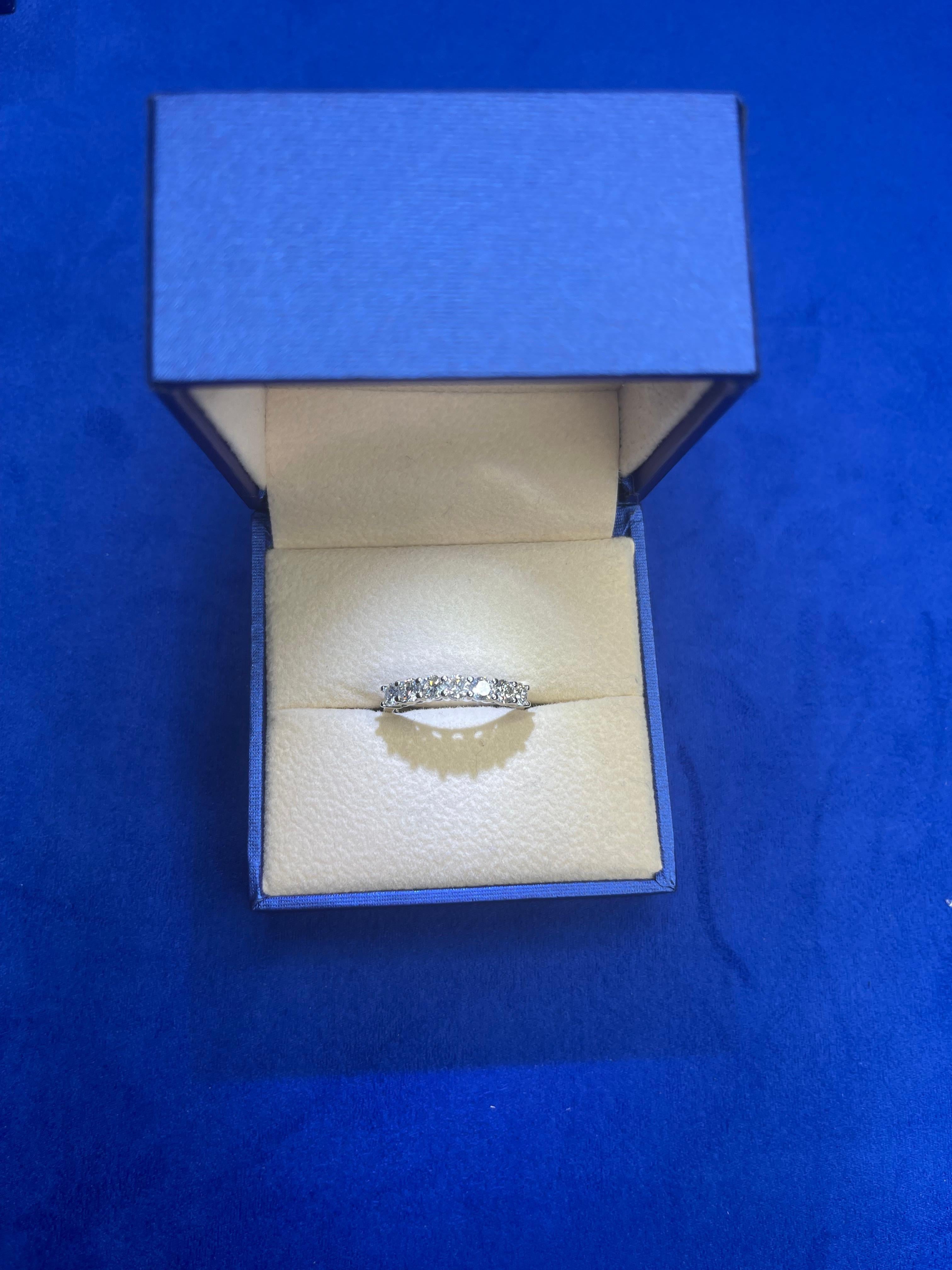 Diamond Classic Stack Eternity Wedding Anniversary Band 14 Karat White Gold Ring In New Condition For Sale In Oakton, VA