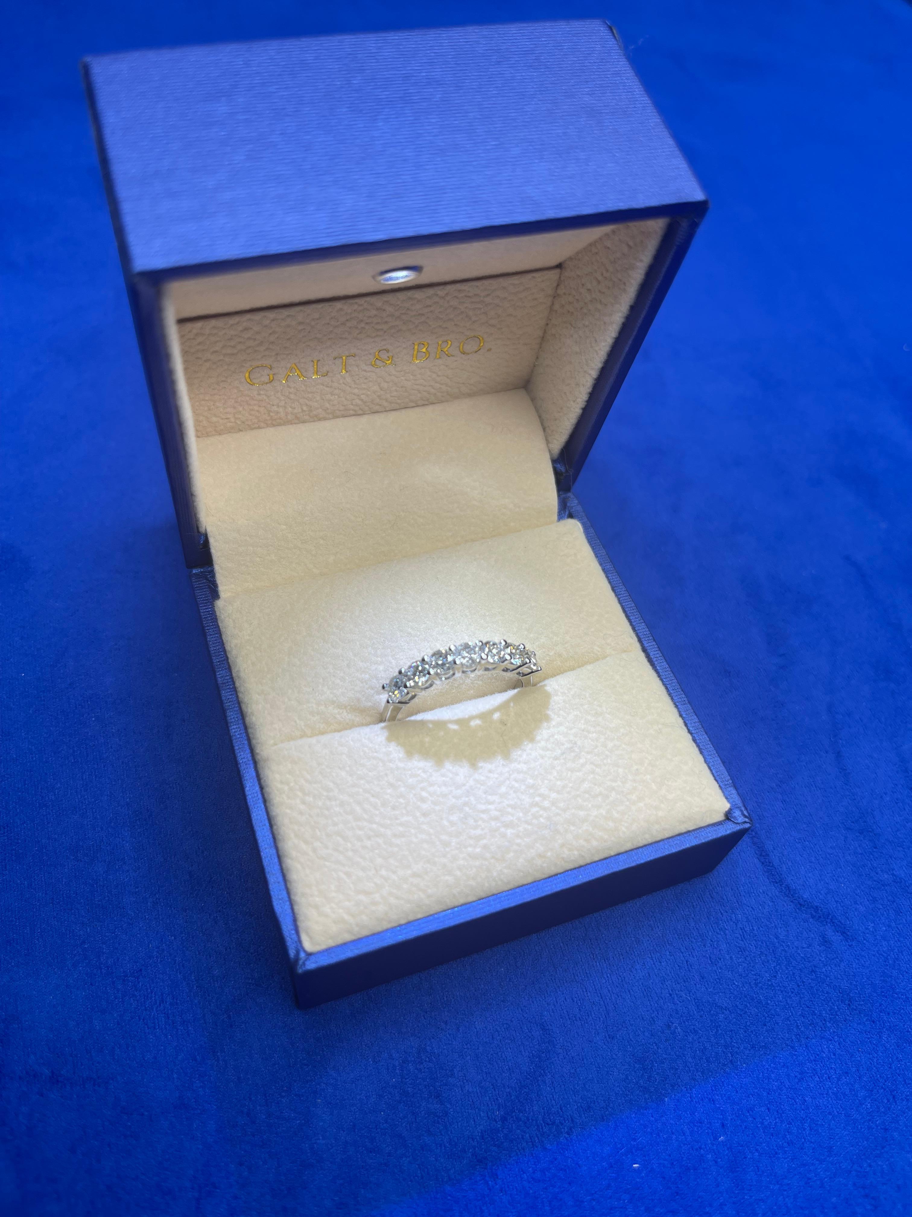 Women's or Men's Diamond Classic Stack Eternity Wedding Anniversary Band 14 Karat White Gold Ring For Sale