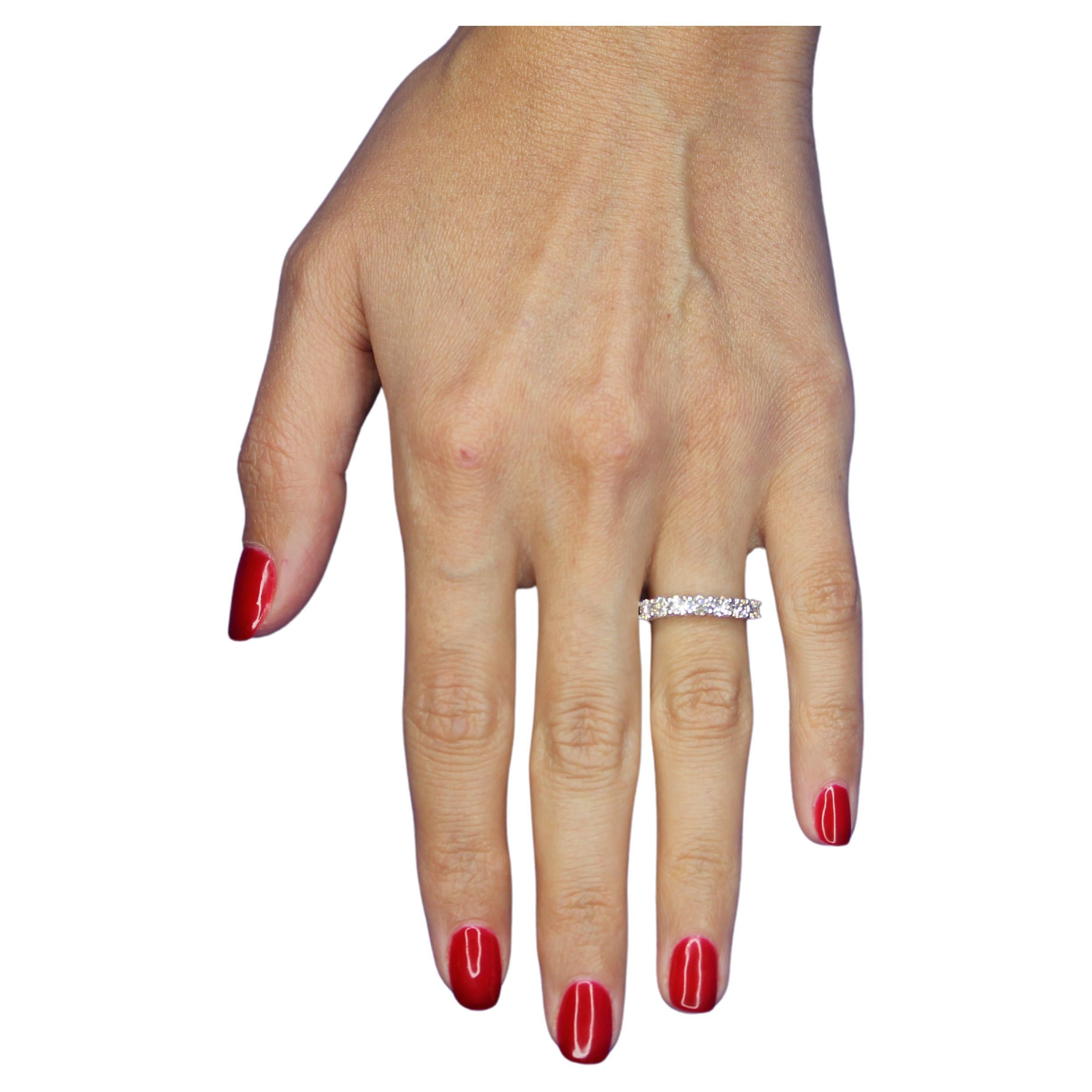 Diamond Classic Stack Eternity Wedding Anniversary Band 18 Karat White Gold Ring In New Condition For Sale In Oakton, VA