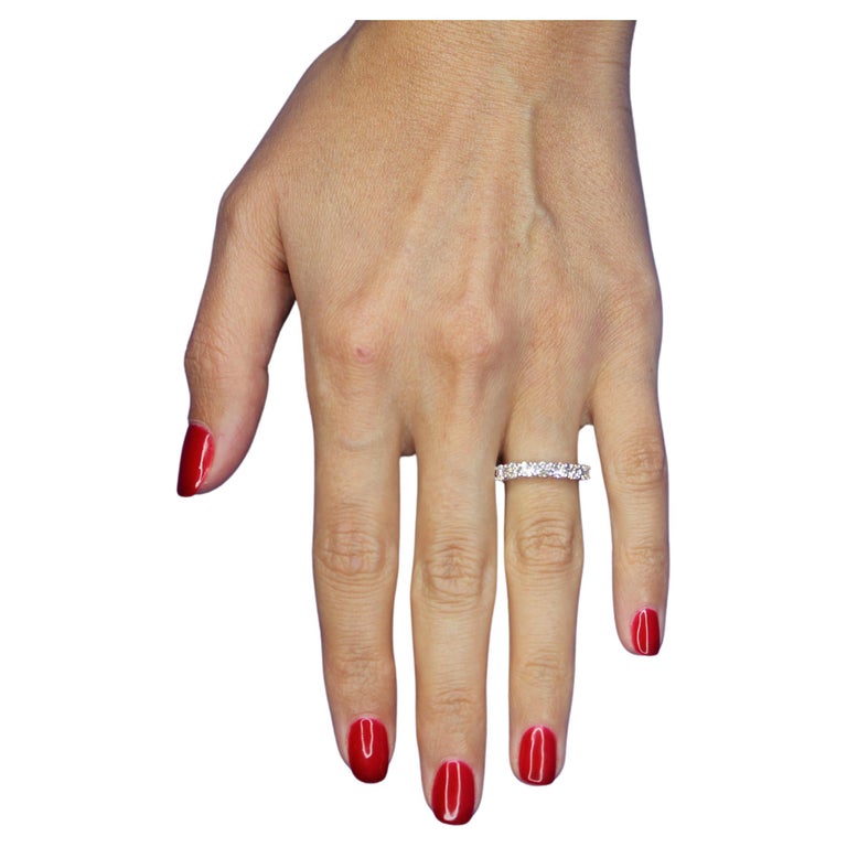 Diamond Classic Stack Eternity Wedding Anniversary Band 18 Karat White