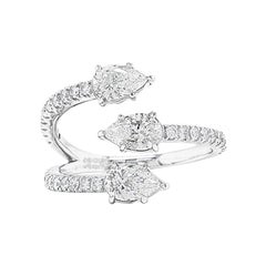 Diamond Claw Ring in 14K White Gold with 1 Carat Pear Diamonds
