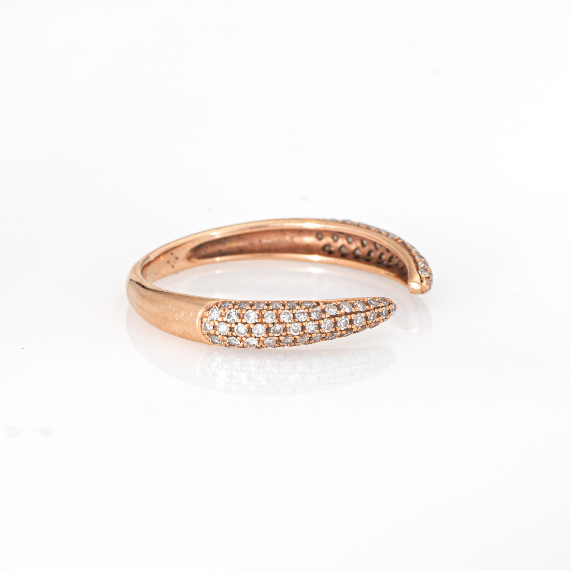 Diamond Claw Ring Sz 5.75 Open Pave Band 14k Rose Gold Estate Fine Jewelry (Zeitgenössisch) im Angebot