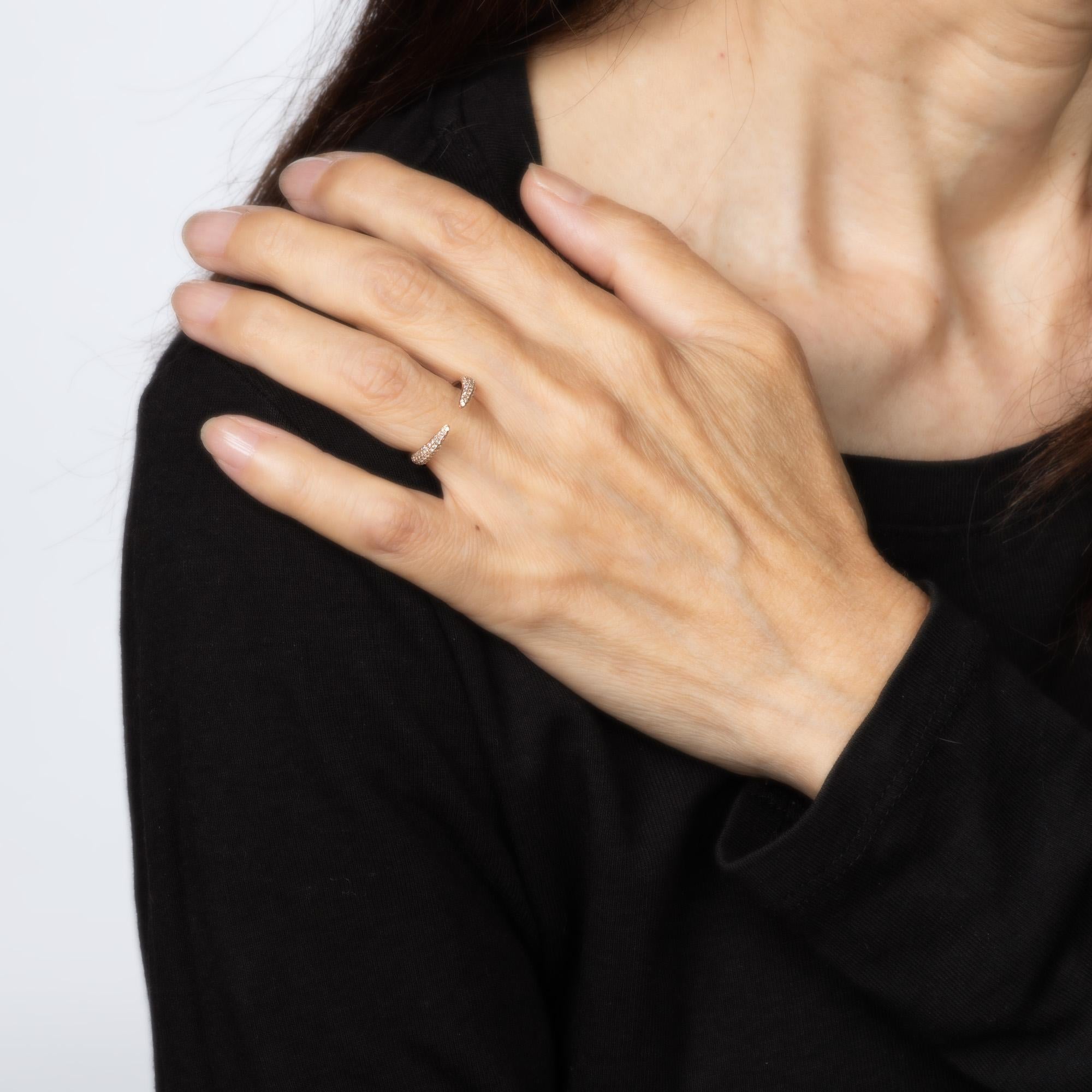 Diamond Claw Ring Sz 5.75 Open Pave Band 14k Rose Gold Estate Fine Jewelry Damen im Angebot