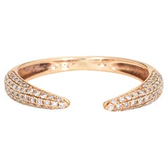 Diamond Claw Ring Sz 5.75 Open Pave Band 14k Rose Gold Estate Fine Jewelry