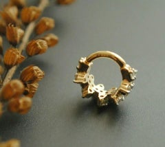 Diamond Clicker Hoop Nose Ring/Huggie Earring in 14k Solid Gold