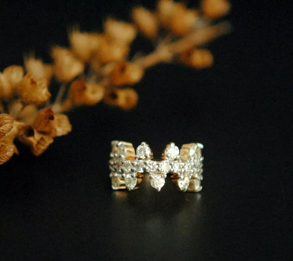 Round Cut Diamond Clicker Hoop Nose Ring/Huggie Earring in 14k Solid Gold For Sale