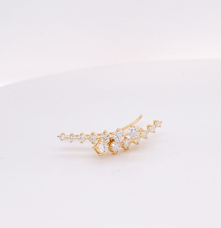 Diamond Climber Earrings, 14K .50 Carat Diamond Earrings, Climb For