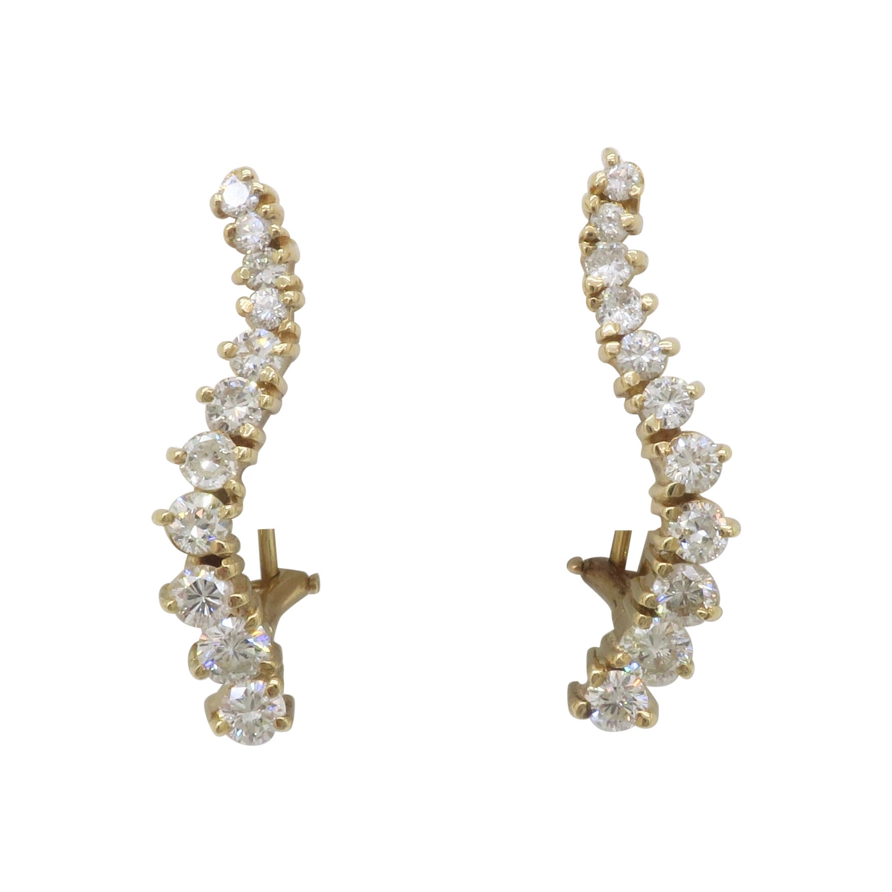 Diamond Climber Earrings made in 14k Yellow Gold