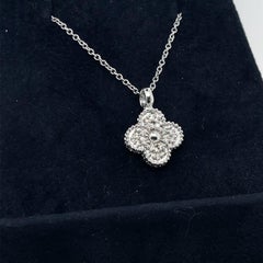 Diamond Clover Necklace in 18k White Gold set with 1/5 carat Diamonds