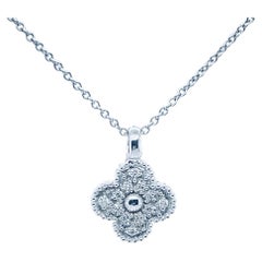 Diamond Clover Necklace in 18k White Gold set with 1/5 carat Diamonds