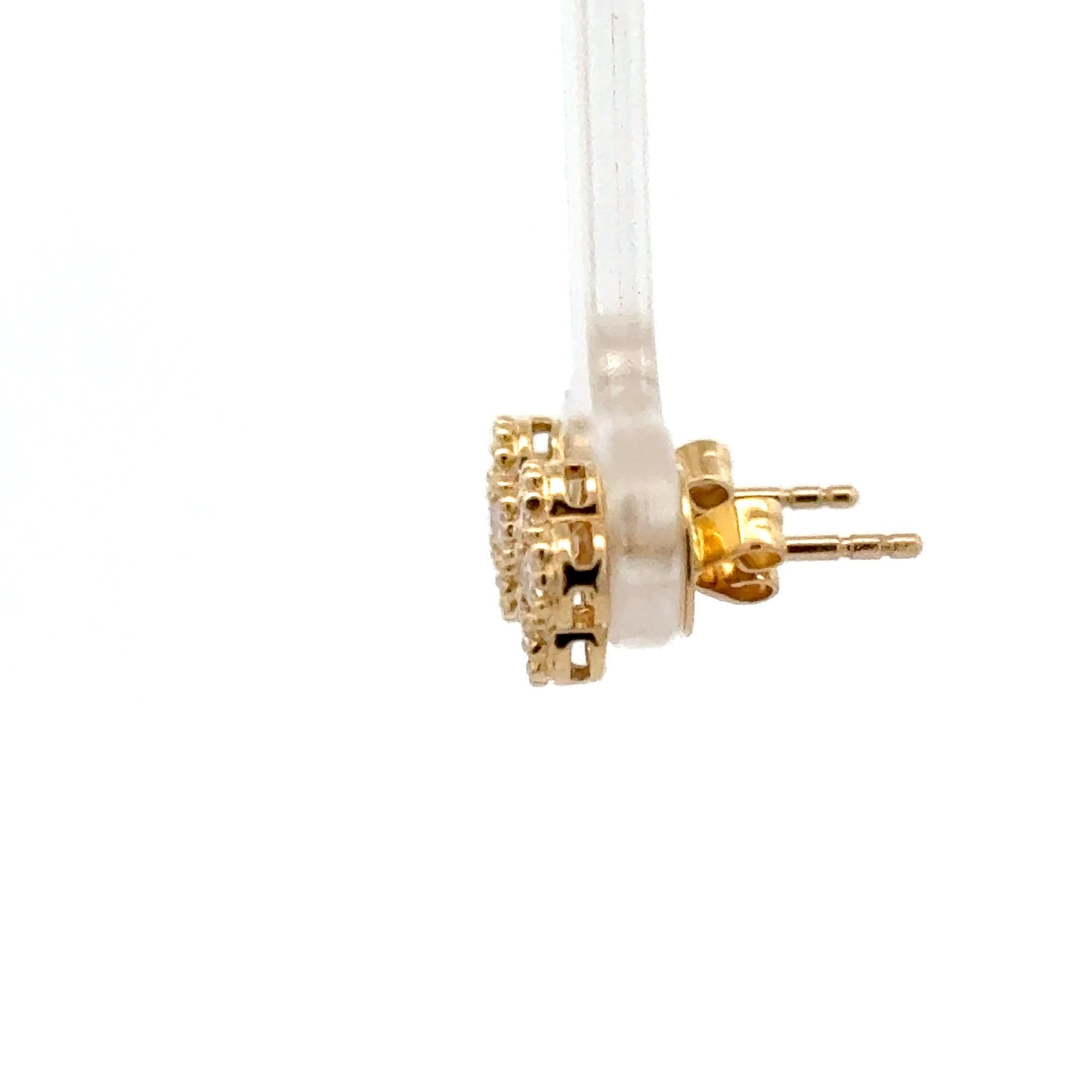 Boucles d'oreilles trèfle en diamant 0.62 carats or jaune 14KT 1.55 grammes Pour femmes en vente