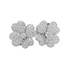 Diamond Clover "Between Finger" Ring, Set in 18k White Gold