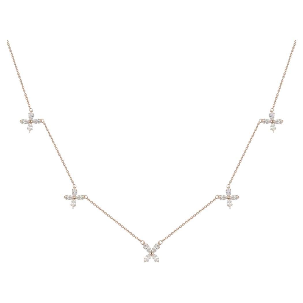 Diamond Clover Charm Necklace in 18K Yellow Gold