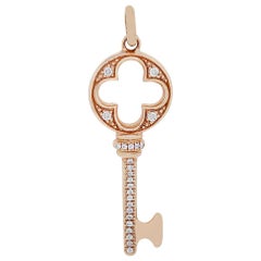 Diamond Clover Cutout Key Pendant