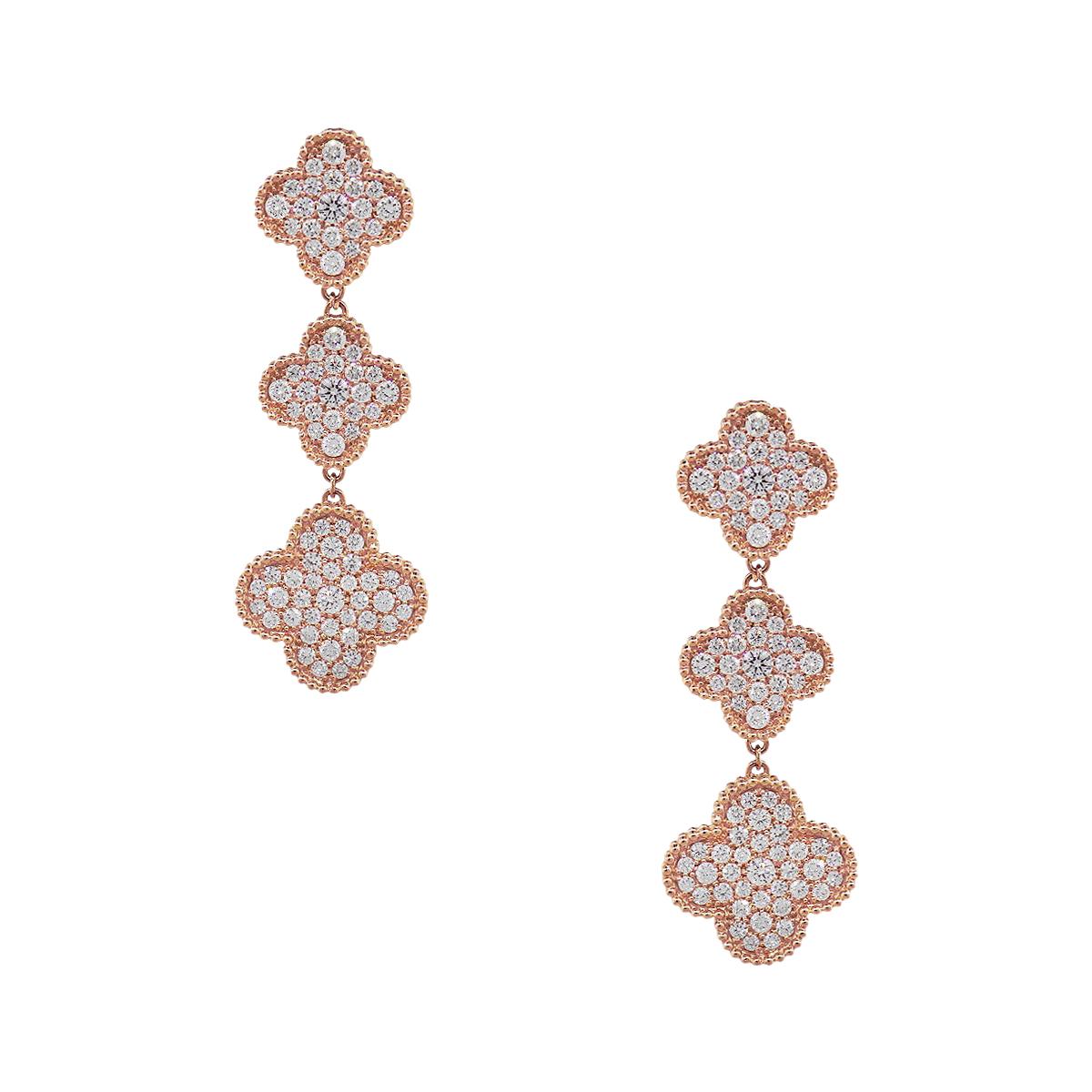 Diamond Clover Drop Earrings