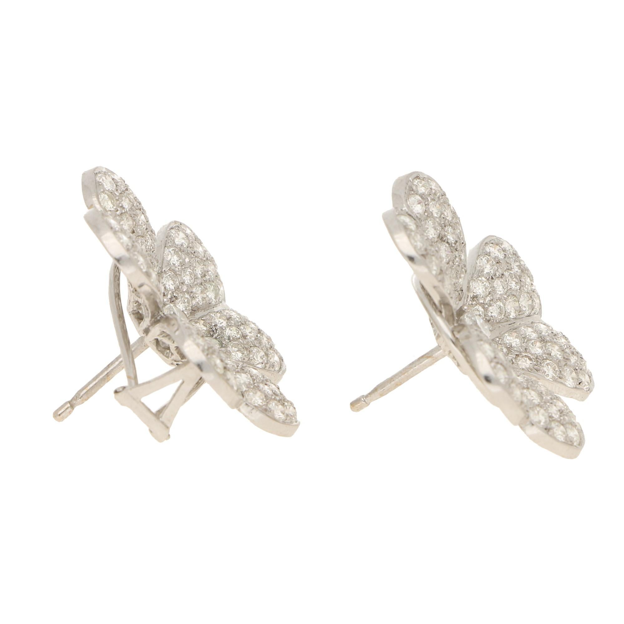 white gold clover earrings