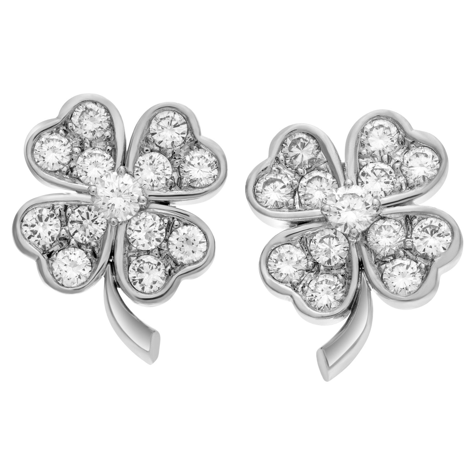 Diamond Clover Earrings - 60 For Sale on 1stDibs | clover shaped 