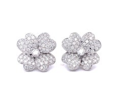  Diamond Clover Earrings, Set in 18k White Gold