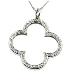 Diamond Clover Necklace 14 Karat White Gold