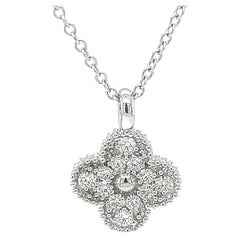Diamond Clover Necklace in 18k White Gold Set with 0.60 Carat Diamonds