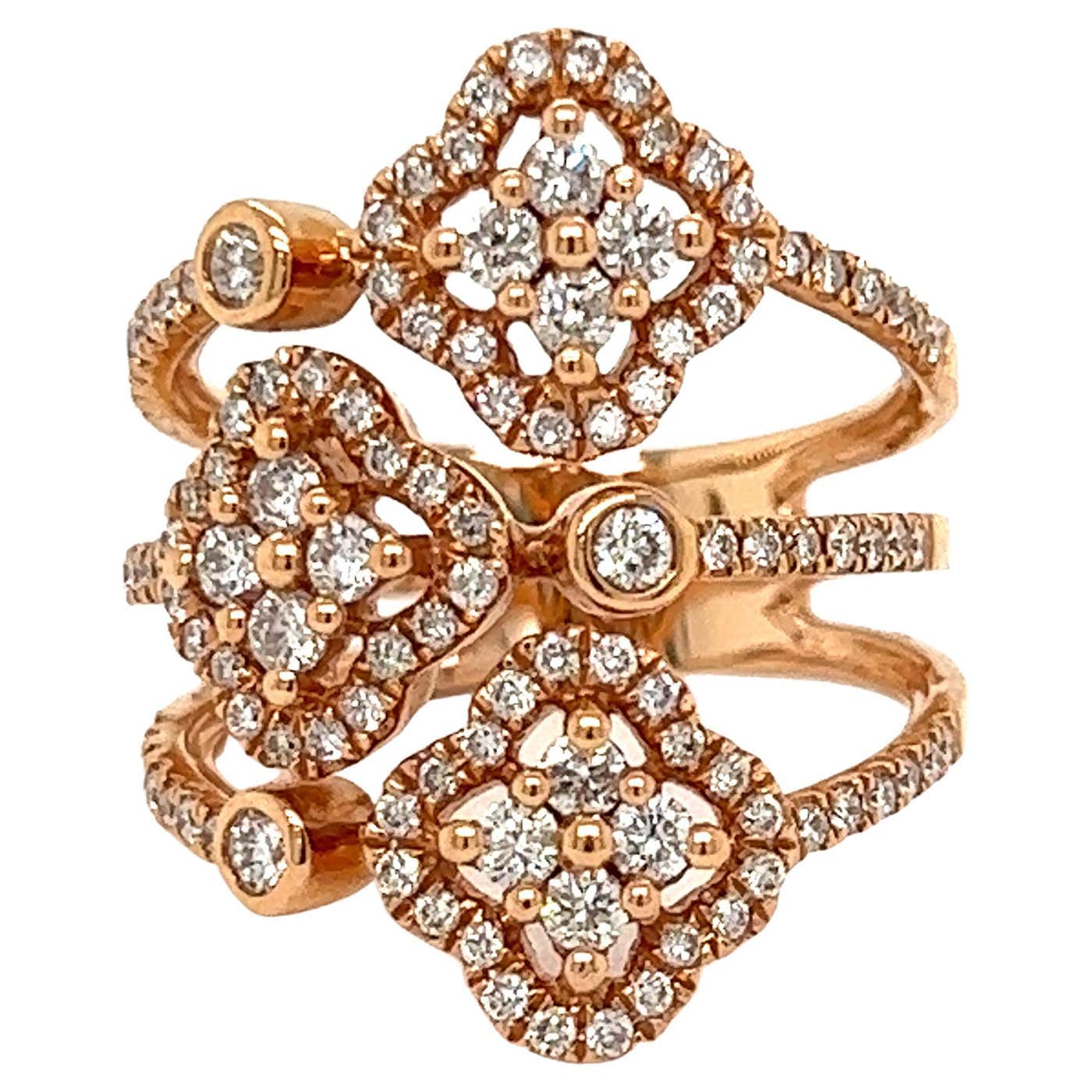 Diamond Clover Ring For Sale at 1stDibs | clover leaf ring design